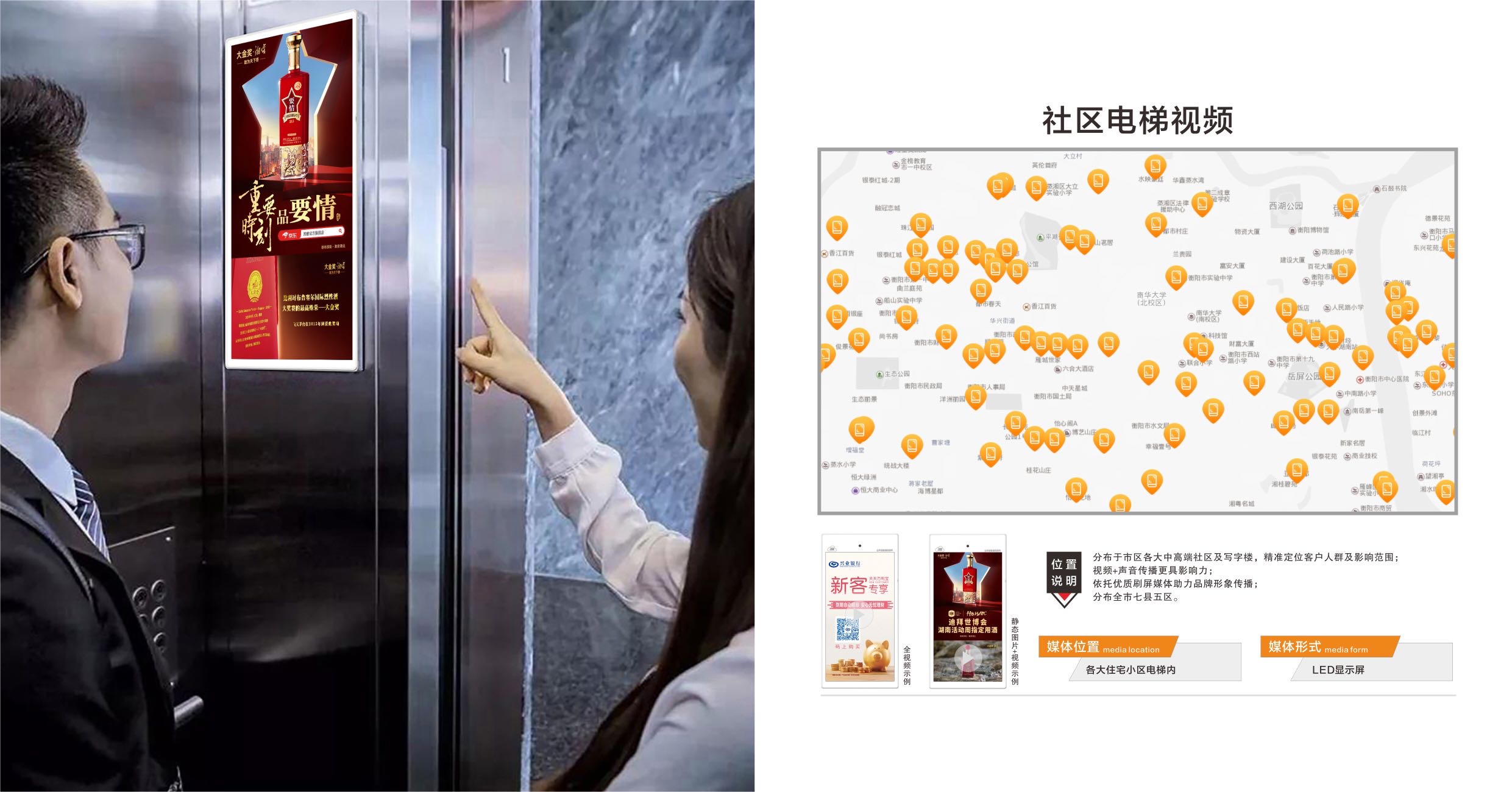 湖南衡阳香江·水岸新城社区梯内媒体电梯广告机