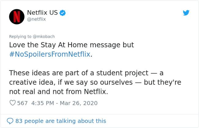 为防止大家出门，Netflix 誓言要把剧透贴满天