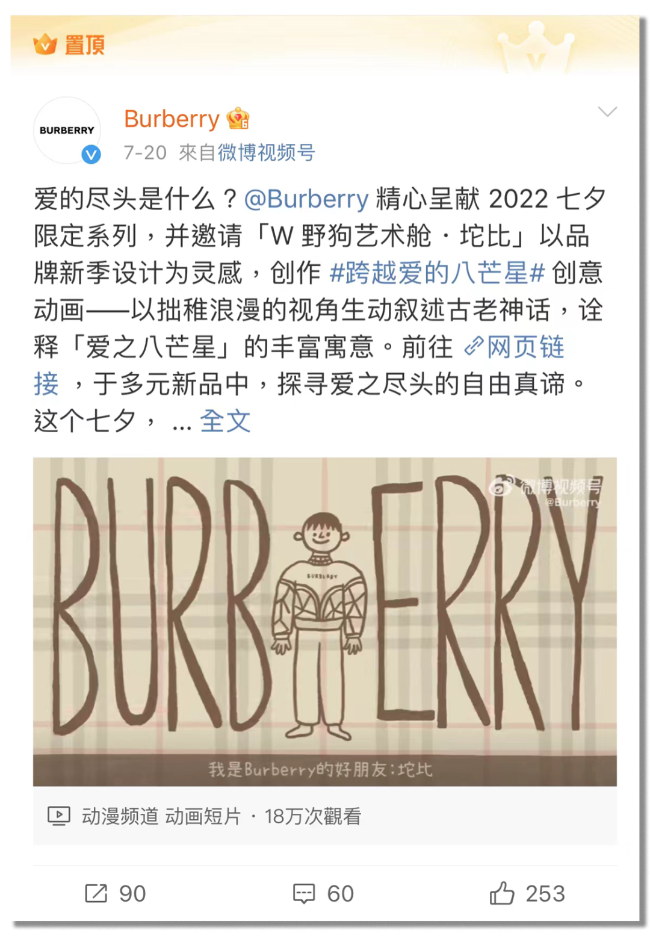 Burberry七夕动画短片：爱的尽头是自由