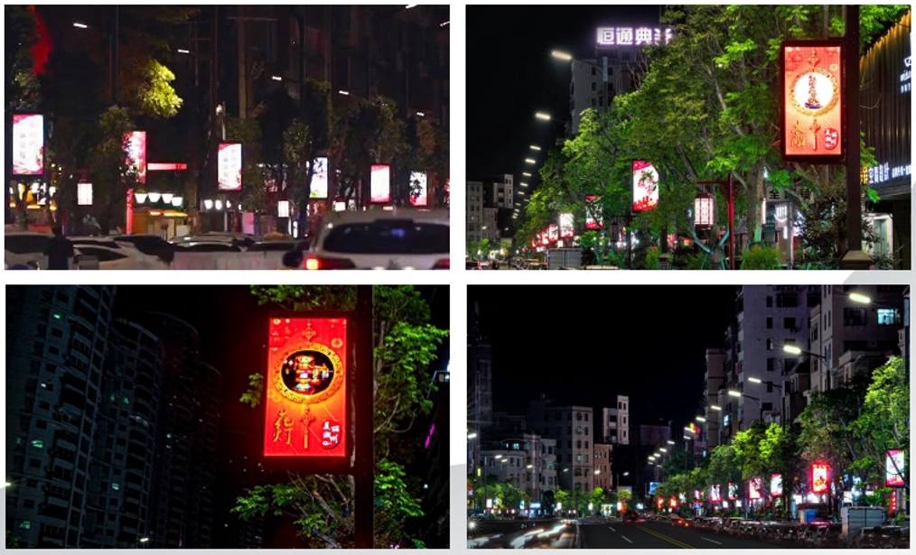 广东潮州湘桥区城新路与城新西路两侧灯杆城市道路媒体LED屏